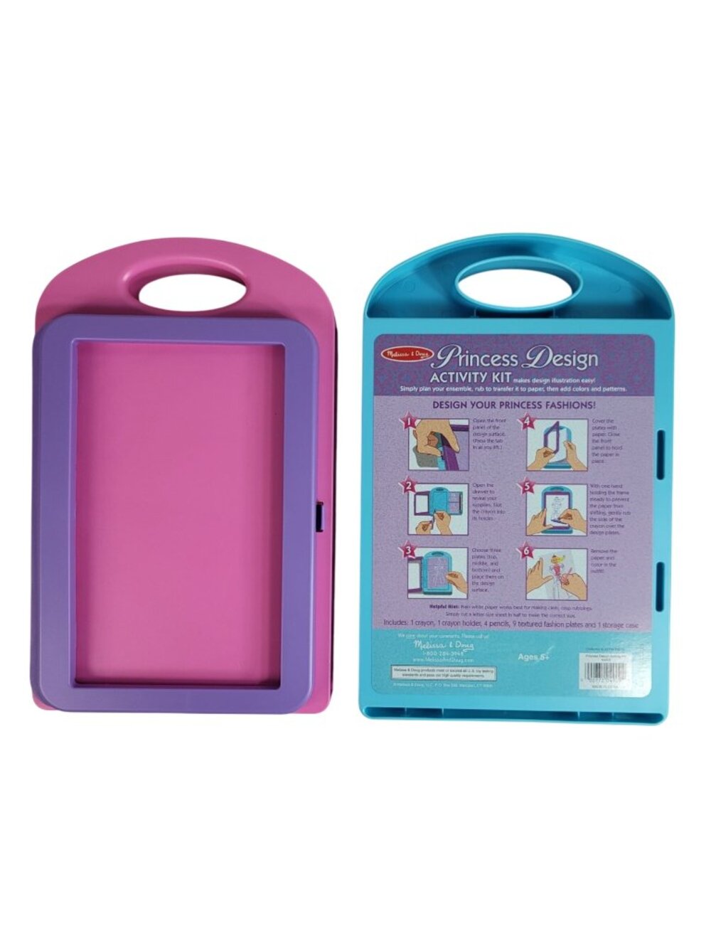 Melissa & Doug Princess Fashion Design Activity Kit x2 Rubbing Plates Art Craft